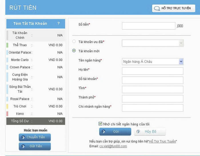 bước 2 hướng dẫn rút tiền fun88